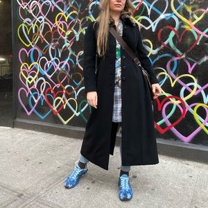 Wool Long Trinity Leopard Fur Collar Straight Light Coat